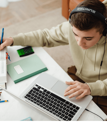 Neurodivergent teenager working at home