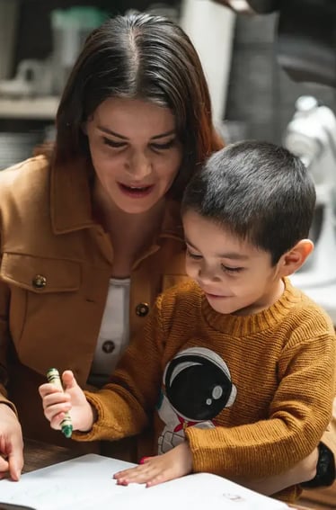 mother and son drawing