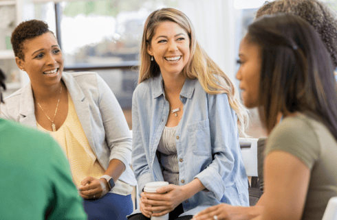 Parent group talking and connecting